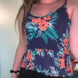 Flowy floral high-low tank top